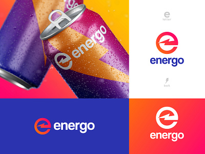 Energy Drink Logo abstract adobe illustrator blue brand identity branding drink energy drink flat geometric gradient icon logo modern monster energy soda can typography vector