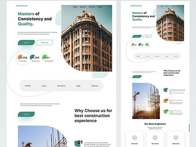 Construction Full Landing Page UI Design app branding design graphic design illustration logo typography ui ux vector