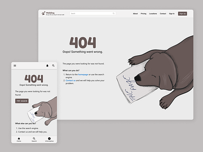 WalkDog app 404 page design 404 error affinity design dog figma graphic design illustration ui ux vector