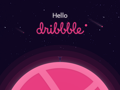 Hello Dribbble ! design dribbble hello homepage icon illustration space stars web