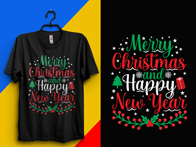 Merry Christmas and Happy New Year T-Shirt branding design graphic design halloween tshirt happy camping shirt illustration letters t shirt bundle teeshirt text quote