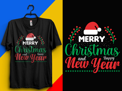 Merry Christmas and Happy New Year T-Shirt branding christmas t shirt design graphic design halloween tshirt happy camping shirt happy new year t shir t shirt bundle teeshirt womens t shirt