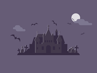 Night castle halloween illustration night tower ui