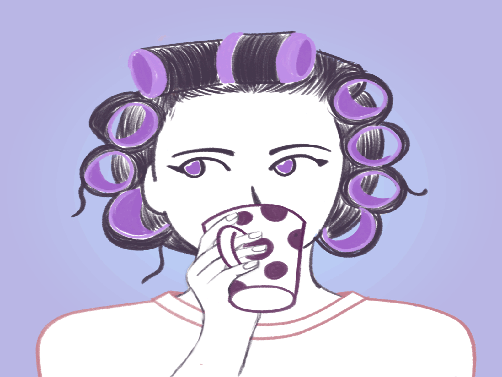Today is hair curlers day 2d animation framebyframeanimation mood photoshop purple