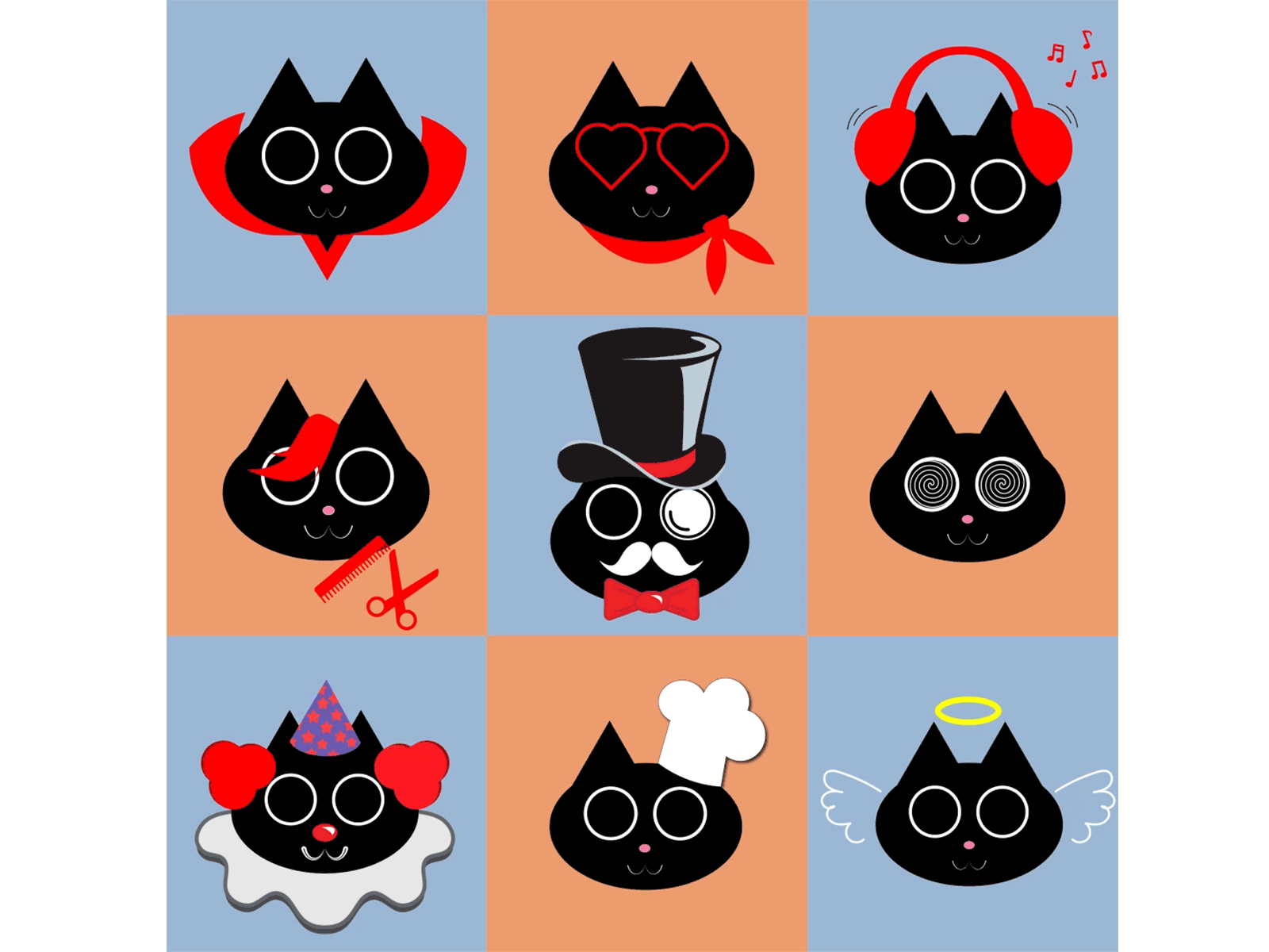 9 lives of a cat 2d aftereffects animation cat characterdesign design gif illustrator