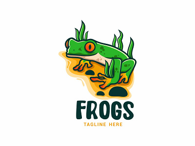 Frog Vector Logo Design branding design fish frog graphic design green illustration logo vector