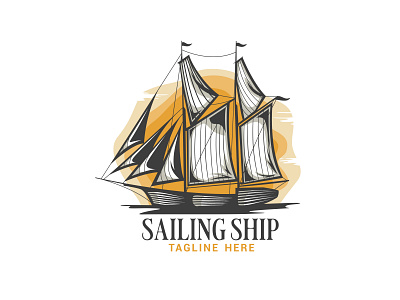 Sailing Ship Logo Vector Design Template branding design graphic design illustration logo logo ship ship logo ship vector vector