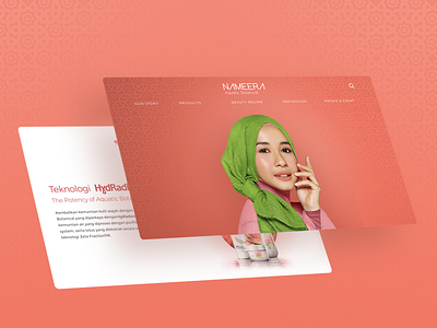 Nameera Website aquatic arabic beauty botanical fresh makeup muslim peach skincare ui design uiux website woman
