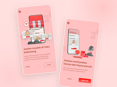 Online Selling Onboarding App 3d art coins ecommerce food indonesia kelontong mobile app mobile ui money online shop online shopping online store store traditional ui design warung