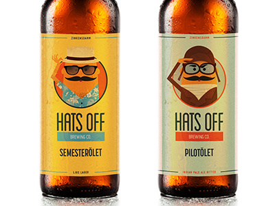 Hatsoff brewing co. - Editions beer bottle brand illustration logo retro vintage
