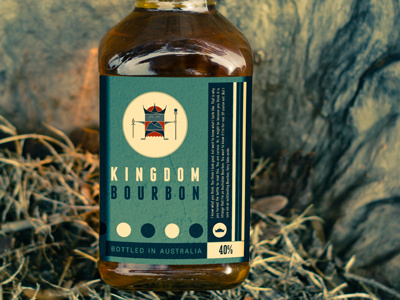 Kingdom Bourbon bottle character illustration label minimalistic red