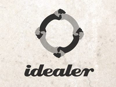 Idealer logo brand brandmark circle clean deal fun hands logotype