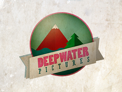 Deepwater Pictures brand brandmark circle forest illustration logotype mark mountains retro typography