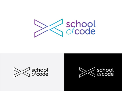 School of Code Logo Design code coding gradient illustrator javascript logo logo design logotype school