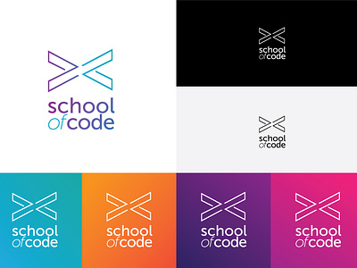 School of Code Logo Alternatives alternates code coder coding exploration gradient color gradients logo logo design logodesign sprites website x