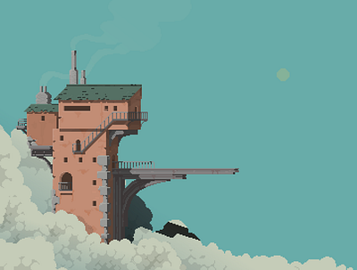 Sky Platform fantasy landscape pixel pixelart