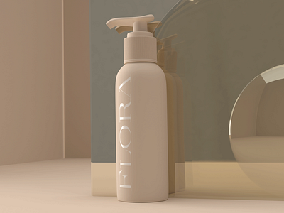 Beauty Packaging Bottle & Stage Render 3d beauty branding clean design minimal typogaphy