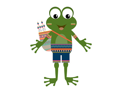 Frog african animal aztec cartoon character design ethnic forest frog froggy graphic design green henna hug illustration prince stickers summer swamp tribe