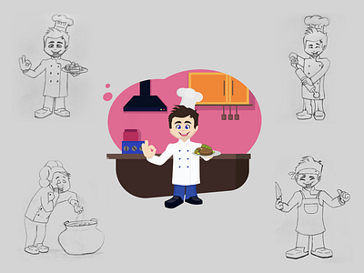 Character Design adobe illustrator art character character design chef clean concept cute design flat food graphic graphic design illustration illustrator minmal sketch vector work