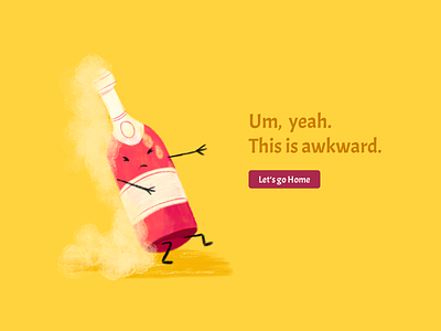 404 404 error 404 page art awkward beer beer bottle character concept design error page graphic graphic design illustration illustrator minimal oops pink procreate vector yellow