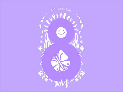 Happy Women's Day adobe illustrator art character clean concept creative design flat graphic graphic design illustration illustrator minimal purple type typography vector womens day