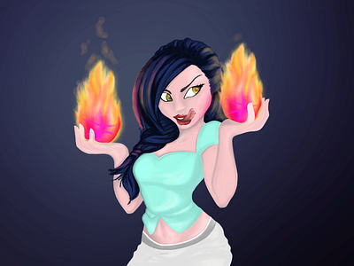 2 Fiery Hot Invitation character draft dribbble fire girl hot illustration invitation invite invites sexy two