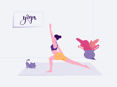 Yoga Illustration animal cat cat lady character design excercise fitness flat illustration flexible healthy lifestyle illustration pet women working out workout yoga