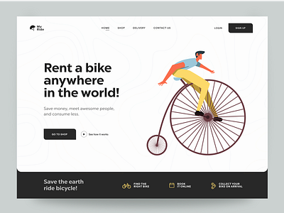 Bike Rent - Header bike app bike website clean ui concept creative design header header design header exploration trend ui ux user interface web design website website design websites