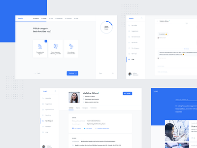 Interactive platform for the scientific community chat community dashboad events menu platrofm product design profile progress progress bar science scientist social network system uiux userinterface web app website wizard work