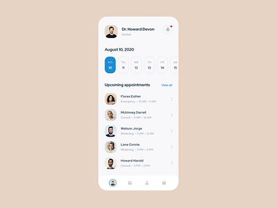 Mobile app for the dentist animation appointment calendar dentist details page doctor health app healthcare interaction ios medical app medicine mentalstack mobile app motion notes patients schedule tags user account