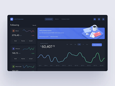 Cryptocurrency exchange platform 3d ilustration analytics chart animation banners bitcoin blockchain coin crypto currency crypto exchange crypto wallet dark theme dashboard illustration isometric art mentalstack motion product design shapes userinterface vector