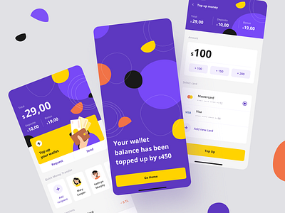 Fintech Mobile App amount balance bank bank app banking app cashback credit card figma finance financial fintech mobile money transfer product design top up total transaction history transactions wallet