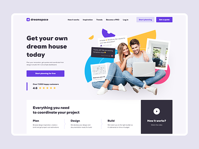 Homepage concept branding collage colors first screen hero section home illustration mainscreen mentalstack mockup people photo shapes ui website