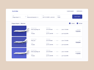 Charter flights rent application