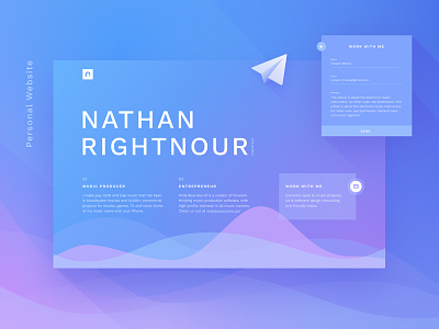 Nathan Rightnour Personal Website blue and purple design gradient pastel colors personalwebsite send email wave