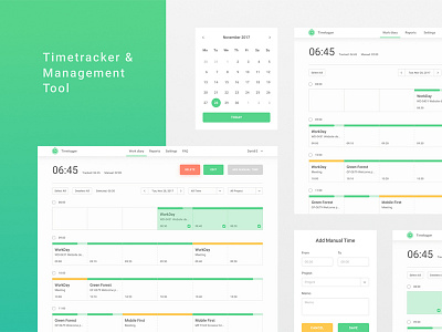 Timetracker and management tool design green inostudio table time ux webapp