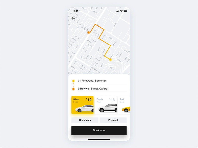 Parallax animation for taxi app