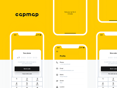 Taxi app screens app car clear design ios mentalstack mobile sign in taxi ui yellow