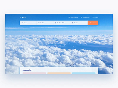 Homepage for airlines company airline airport animation clouds concept design home mentalstack sky uiux uix video videobackground website