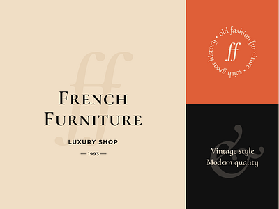 Logo and brand elements for Furniture shop brand clean gold logo luxury mentalstack premium typography vintage