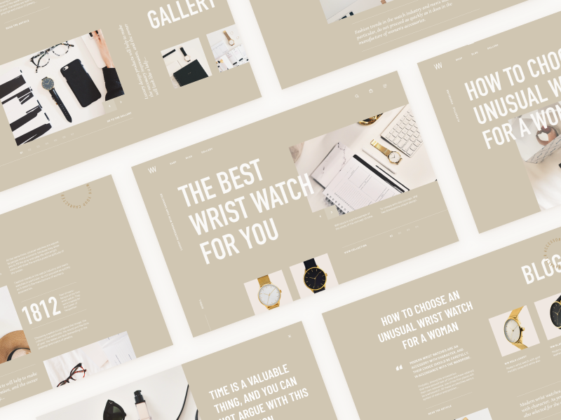 All pages for Wrist Watch shop beige minimalism website luxury home clean minimal concept mentalstack