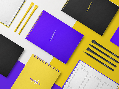 Branded Mental Notebooks, Pens and Pencils brand design branding identity logo mentalstack merch notebook pen pencil