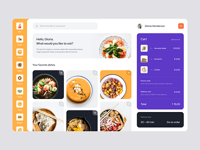 Home screen, Food Delivery — Web version