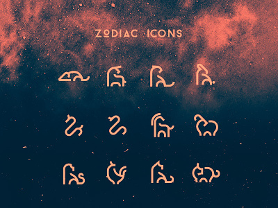 Zodiac Icons animal icon icon design line minimal shape ui zodiac zodiac sign