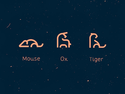 Zodiac Icon pt.1 animal horoscope icon icon design minimal mouse ox sign stars tiger zodiac