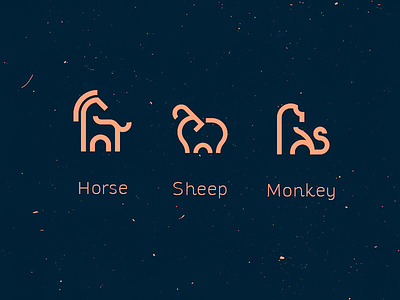zodiac icon pt.3 animal horoscope horse icon design minimal monkey sheep zodiac zodiac sign