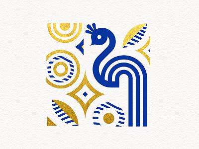 Peacock animal avian bird blue geometric gold icon leaf logo minimal minimalism nature pattern peacock shape