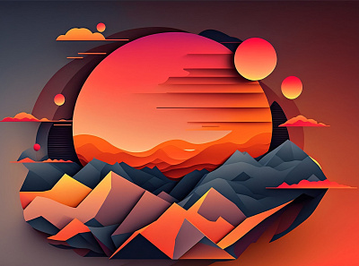 Sunset on the mountains colorful design graphic design illustration layers logo shapes typography vector warm