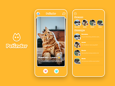 Petinder XD animal mobile mobile app design mobile ui pet social tinder