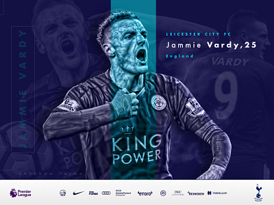 Vardy - Poster Design blue design football photography ui